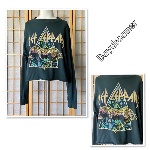 Daydreamer Tops - Daydreamer Def Leppard Crop Long Sleeve Tee